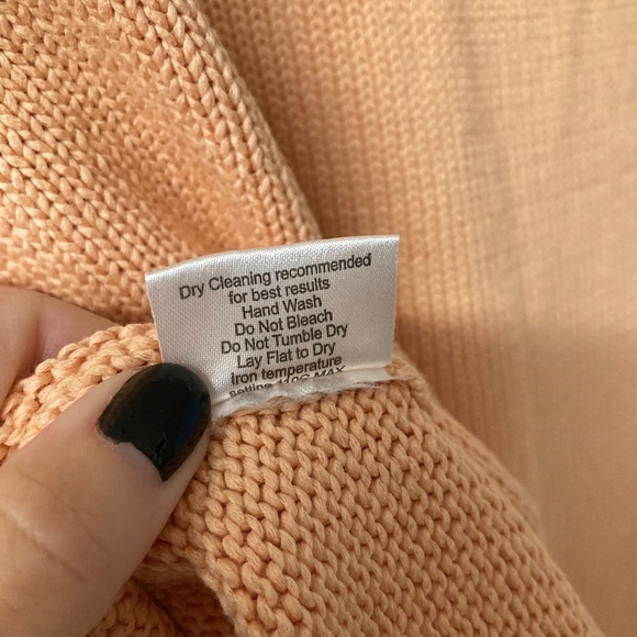 Lot Of 2 XL J Peterman Cotton Short Sleeve Sweaters Tie Front Blue Peach - Picture 12 of 12